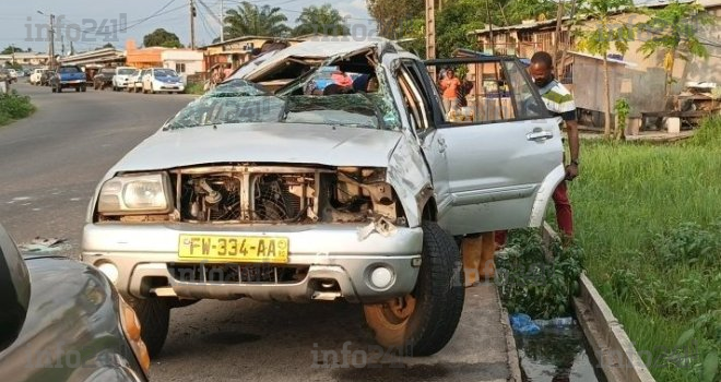 Port-Gentil&nbsp;: Un véhicule finit écrabouillé après plusieurs tonneaux sans faire de victimes mortelles