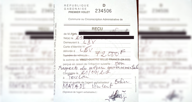 Un Gabonais écope d’une amende de 72 000 FCFA pour non respect des mesures Covid-19&nbsp;!